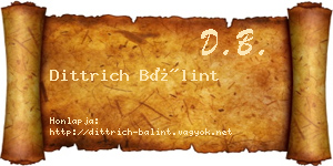 Dittrich Bálint névjegykártya