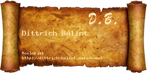 Dittrich Bálint névjegykártya